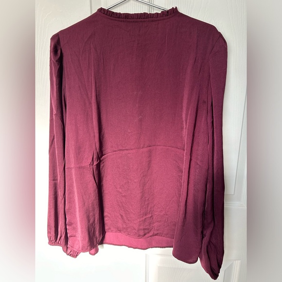 Zac & Rachel Flowy Wine Colored Bell Sleeve Peasant Blouse Size L - Picture 5 of 10
